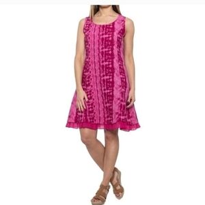 Allegra Masetti Firenze Dress Size Small Linen Tank Pink Mineral Wash Ruffle Hem